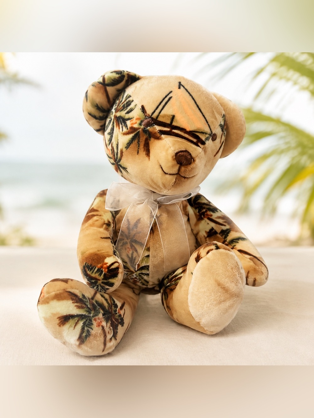 Bestever TROPICAL TEDDY BEAR LEILANI BEAR 12 INCH HAWAII PALM TREES